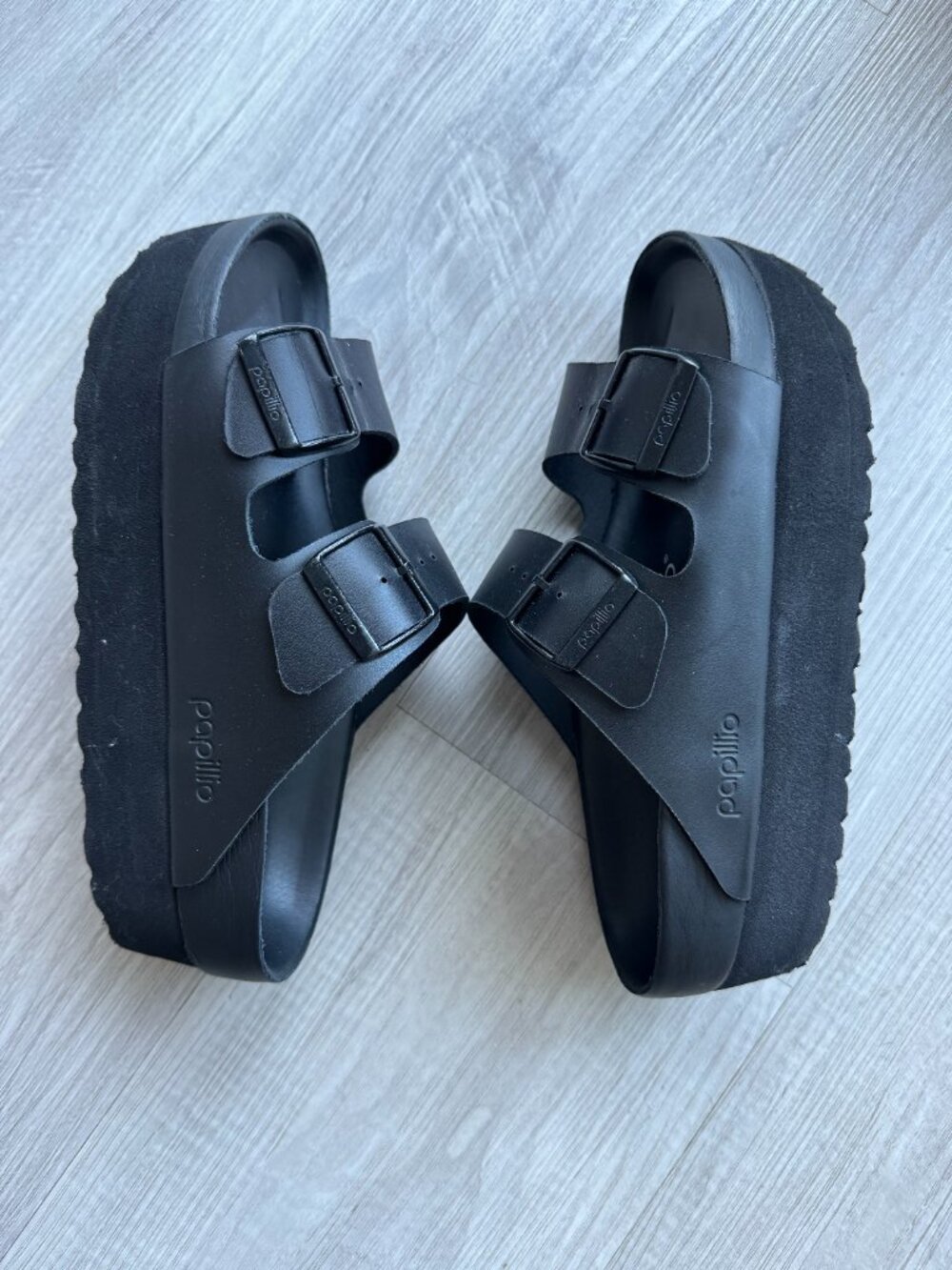 Birkenstock Arizona Flex Platform Leather Black Size 38 / US Women’s 7–7.5 New